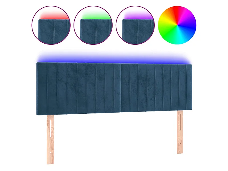 Cabecero con LED de terciopelo marrón oscuro 144x5x78/88 cm ES98547