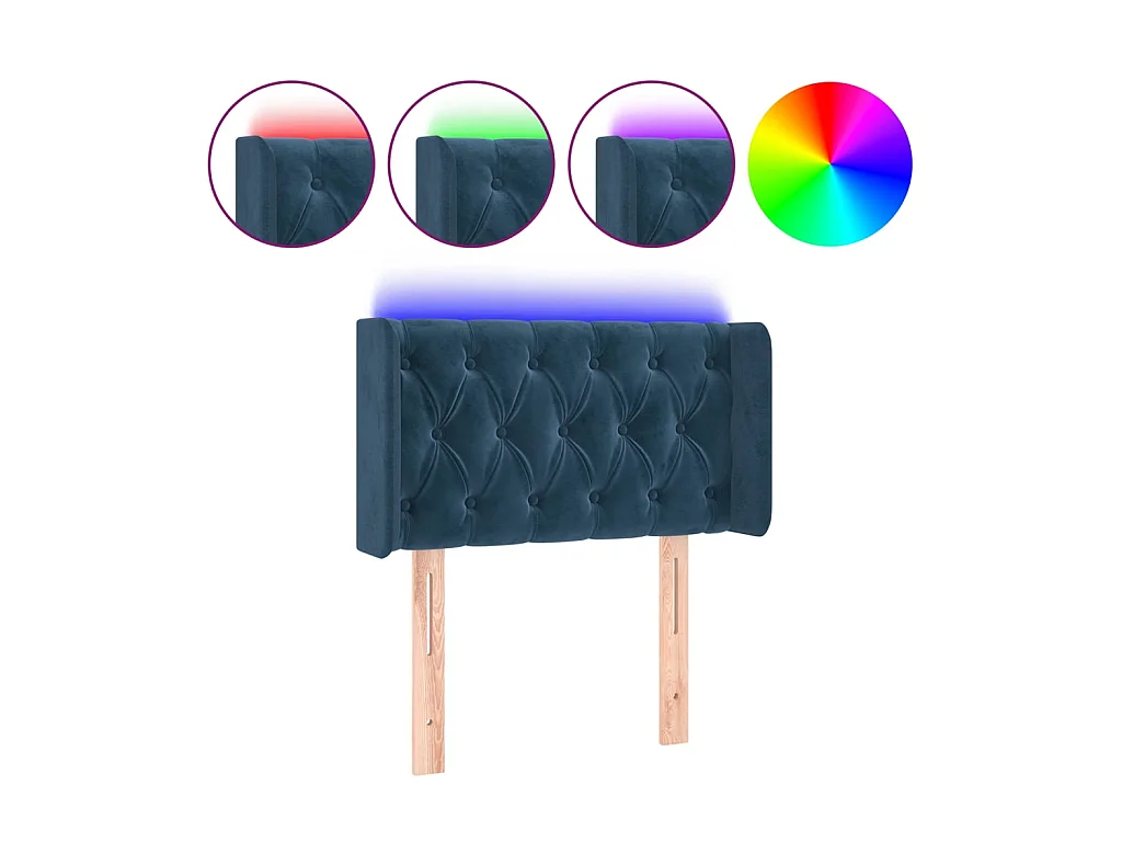 Tête de lit à LED Bleu foncé 83x16x78/88 cm Velours POI95951 BonneVie Meuble