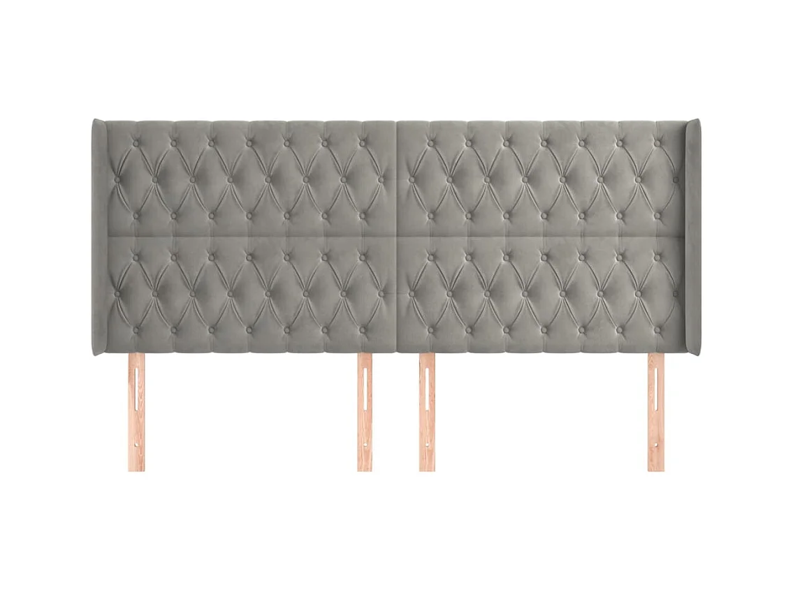 Testiera | Testata del letto ad Orecchio Grigio Chiaro 203x16x118/128 cm in Velluto