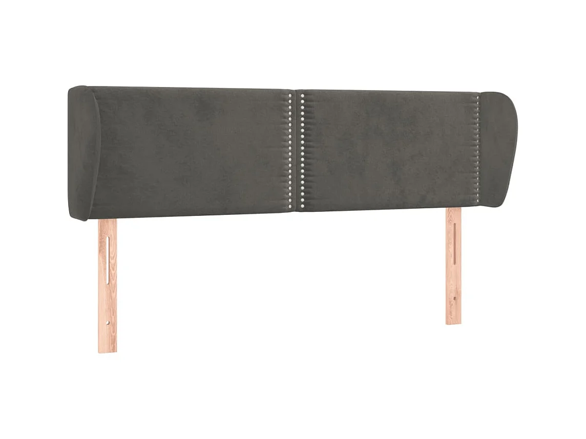 Testiera | Testata del letto ad Orecchio Grigio Scuro 147x23x78/88 cm in Velluto