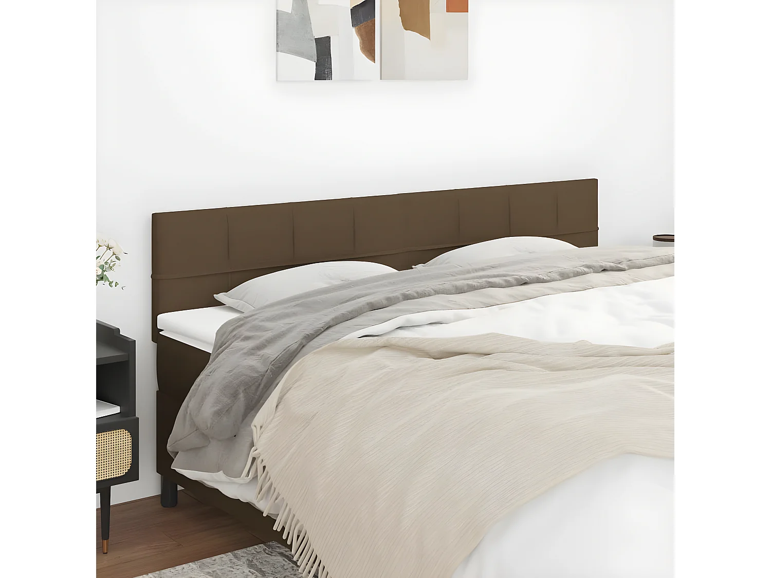 Têtes de lit 2 pcs Marron Foncé 90x5x78/88 cm Tissu POI59568 BonneVie Meuble