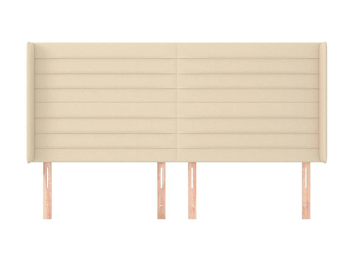 Tête de lit avec oreilles Crème 163x16x118/128 cm Tissu POI98214 BonneVie Meuble