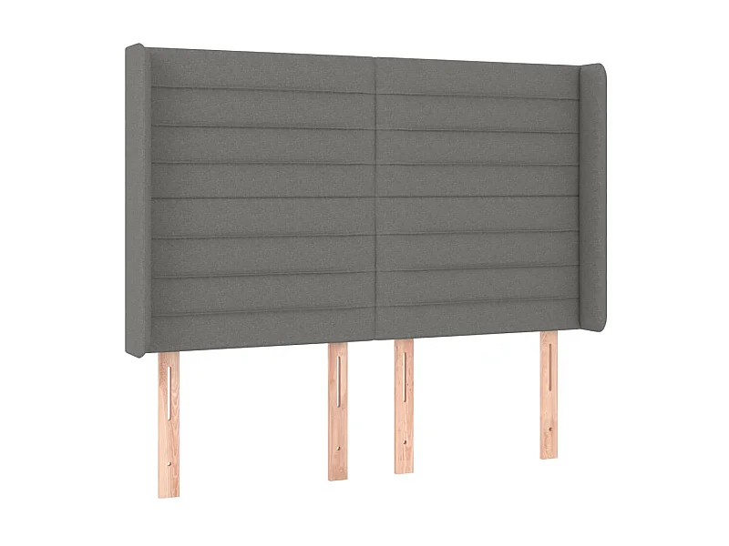 Cabecero con orejas de tela gris oscuro 147x16x118/128 cm ES49129