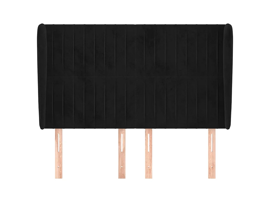 Kopfteil,Bettkopfteil mit Ohren Schwarz 147x23x118/128 cm Samt -gkd525404