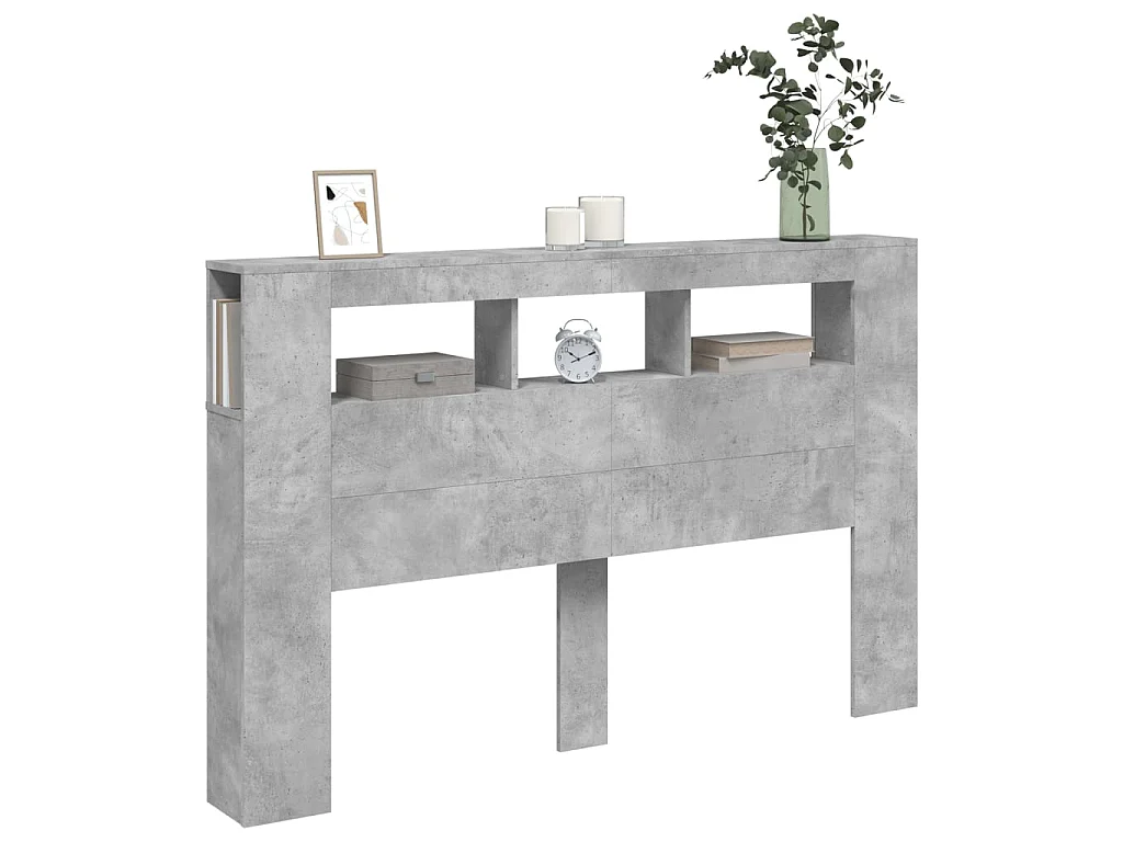 Tête de lit à LED gris béton 160x18,5x103,5cm bois d'ingénierie POI42954 BonneVie Meuble