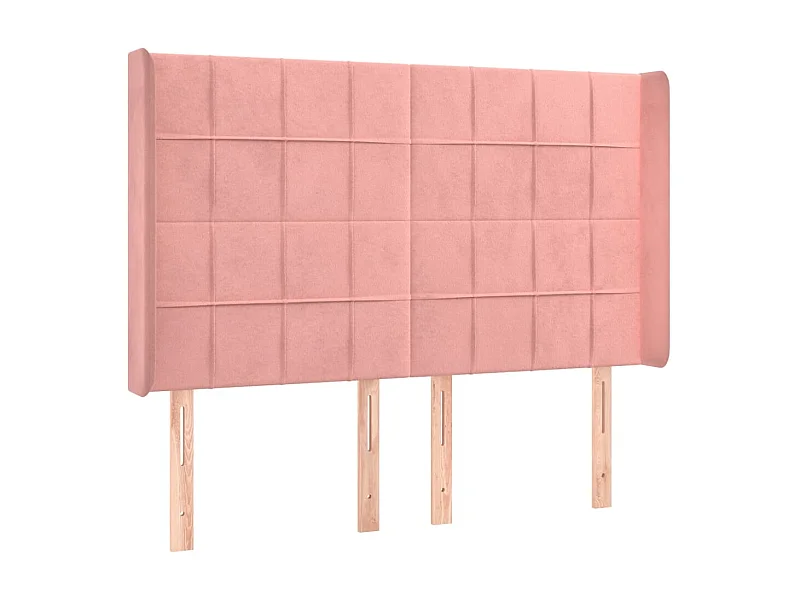 Cabeceira cama c/ abas veludo 147x16x118/128 cm rosa PT399620