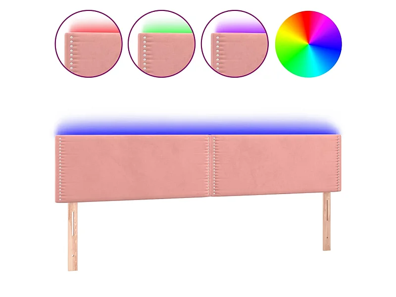 Tête de lit à LED Rose 180x5x78/88 cm Velours POI16996 BonneVie Meuble