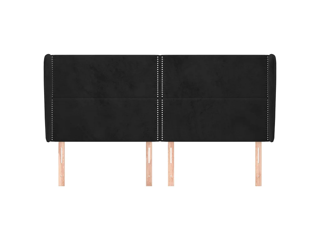 Tête de lit avec oreilles Noir 203x23x118/128 cm Velours POI54673 BonneVie Meuble