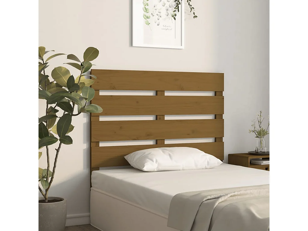 Tête de lit Marron miel 100x3x80 cm Bois massif de pin POI80759 BonneVie Meuble