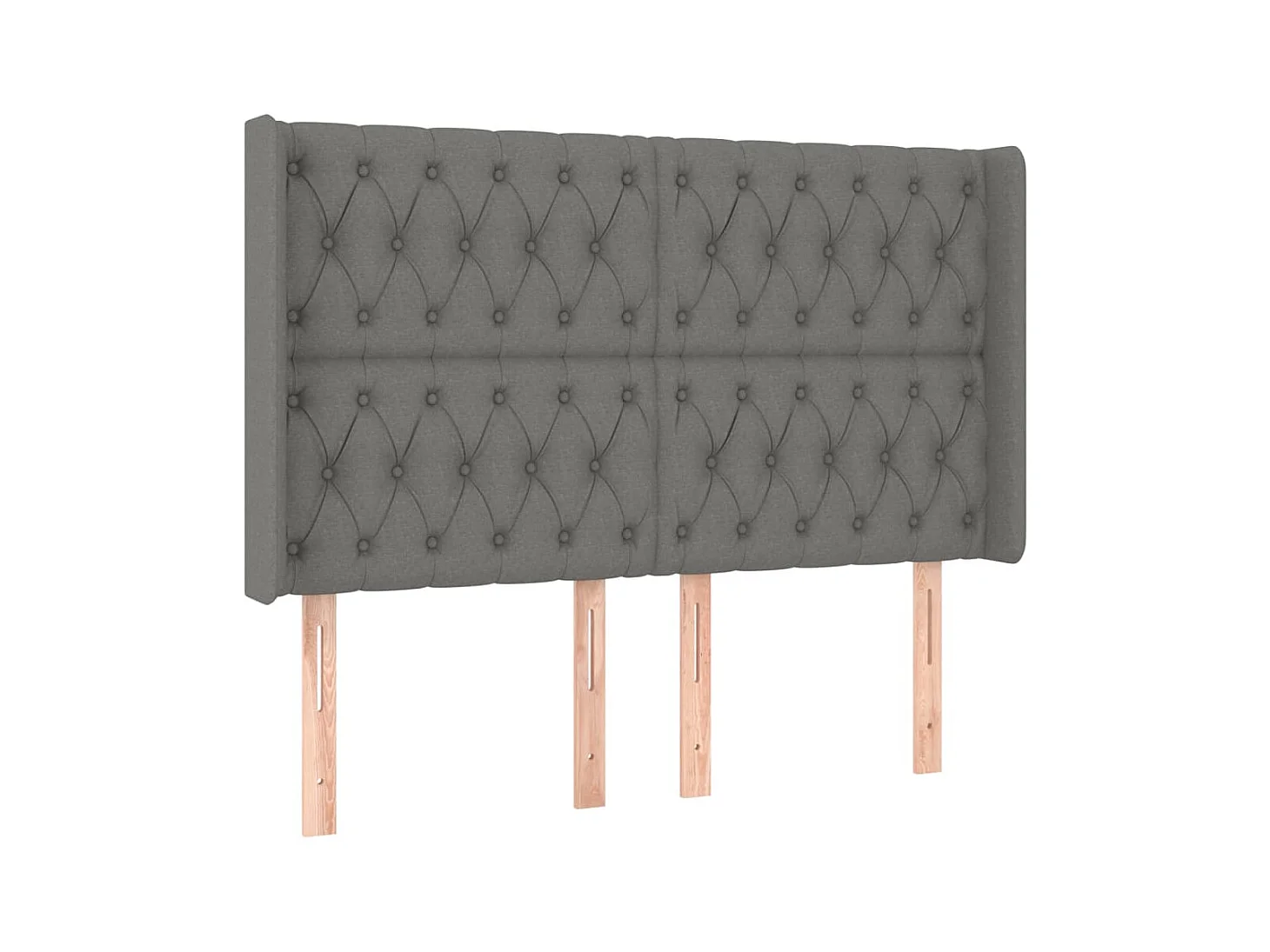 Tête de lit avec oreilles Gris foncé 163x16x118/128 cm Tissu POI97843 BonneVie Meuble