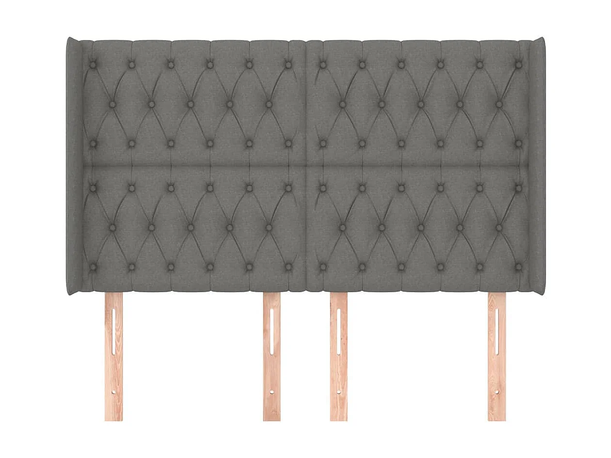 Tête de lit avec oreilles Gris foncé 163x16x118/128 cm Tissu POI97843 BonneVie Meuble