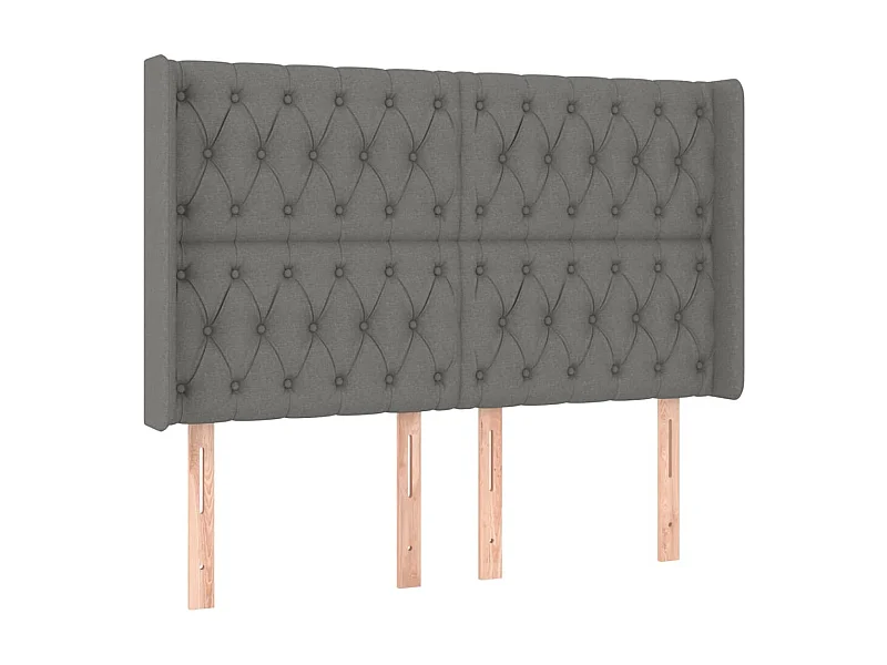 Tête de lit avec oreilles Gris foncé 163x16x118/128 cm Tissu POI97843 BonneVie Meuble