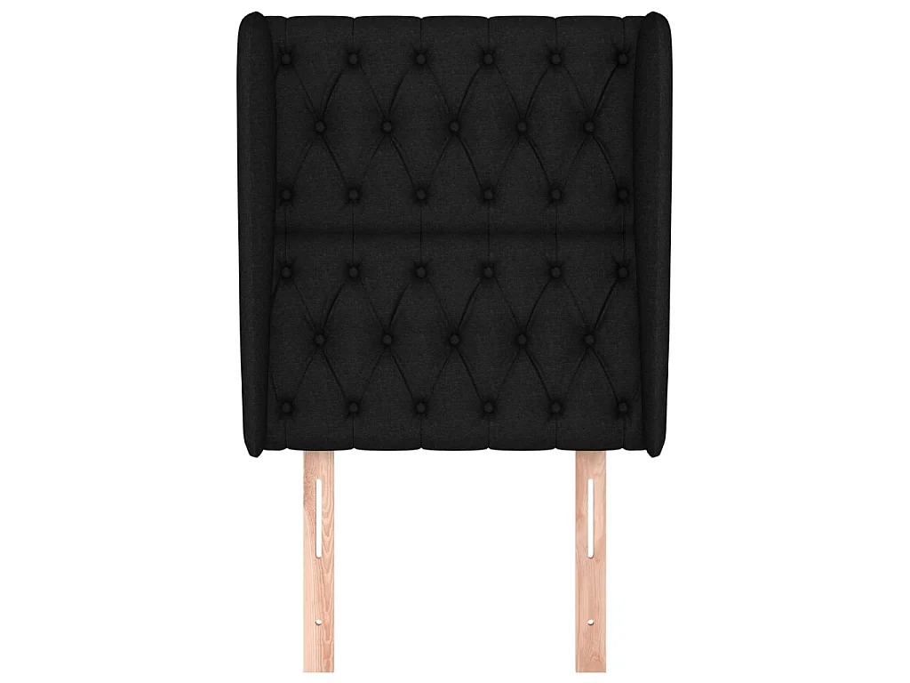 Tête de lit avec oreilles Noir 83x23x118/128 cm Tissu POI13738 BonneVie Meuble