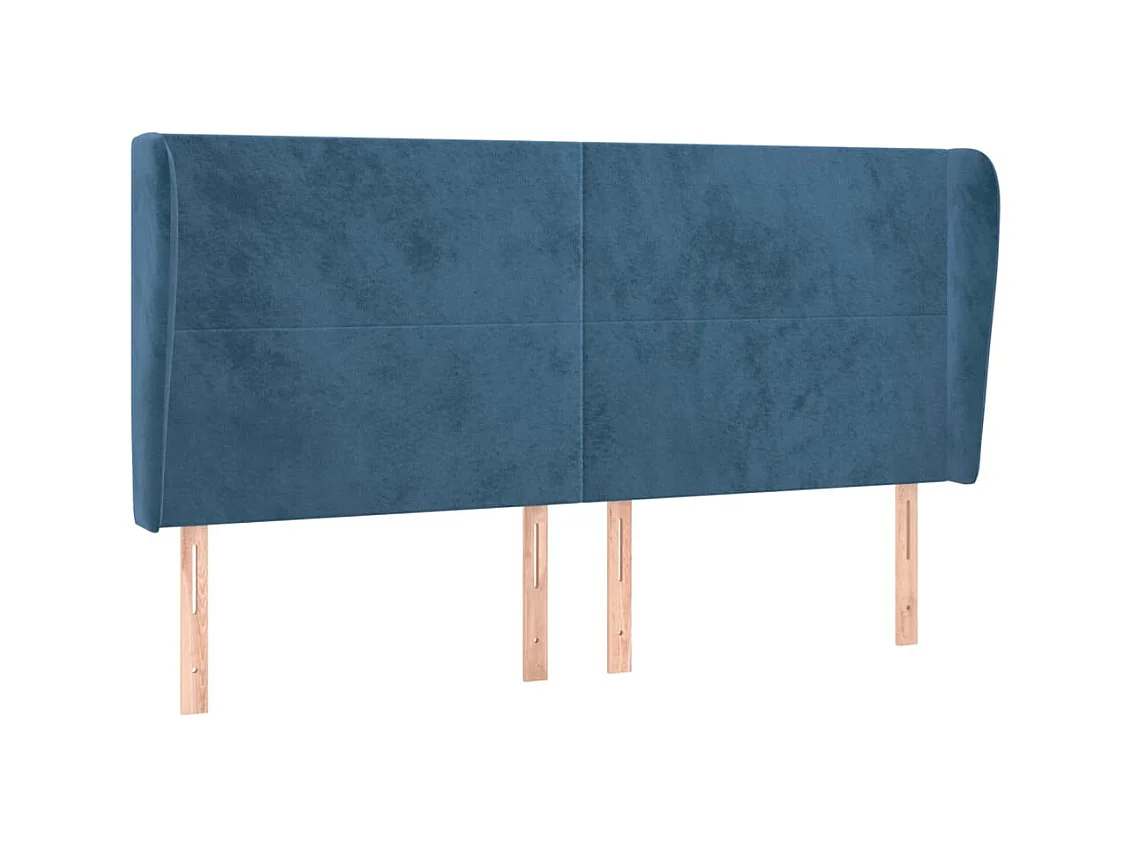 Tête de lit avec oreilles Bleu foncé 183x23x118/128 cm Velours POI19416 BonneVie Meuble
