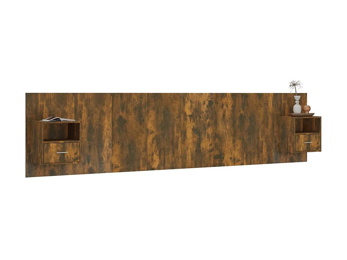 Tête de lit avec armoires Chêne fumé Bois d'ingénierie POI85634 BonneVie Meuble