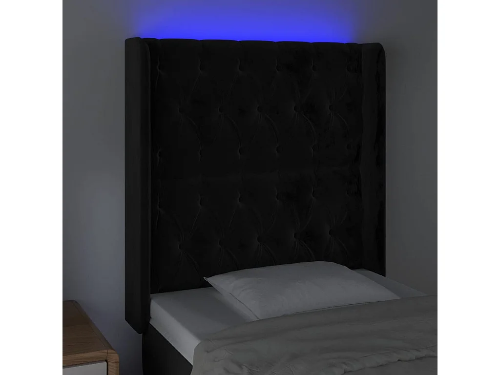 Tête de lit à LED Noir 83x16x118/128 cm Velours POI20659 BonneVie Meuble