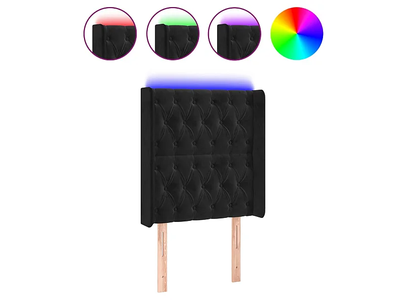 Tête de lit à LED Noir 83x16x118/128 cm Velours POI20659 BonneVie Meuble