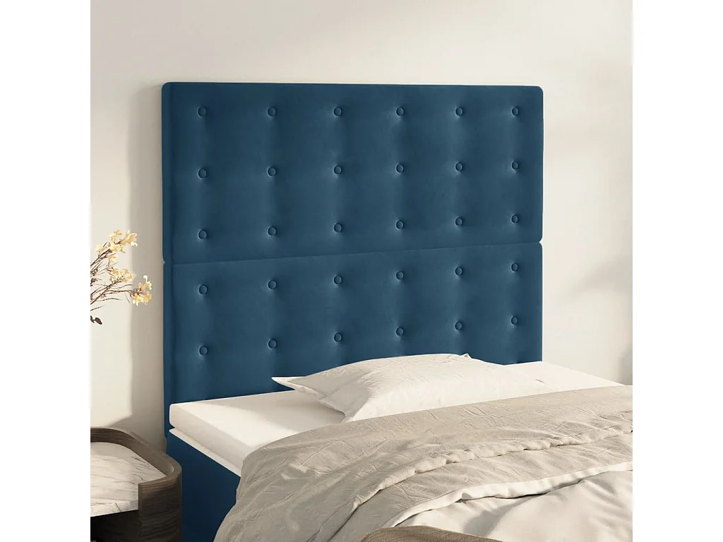 Cabeceros 2 unidades de terciopelo azul oscuro 80x5x78/88 cm ES58371