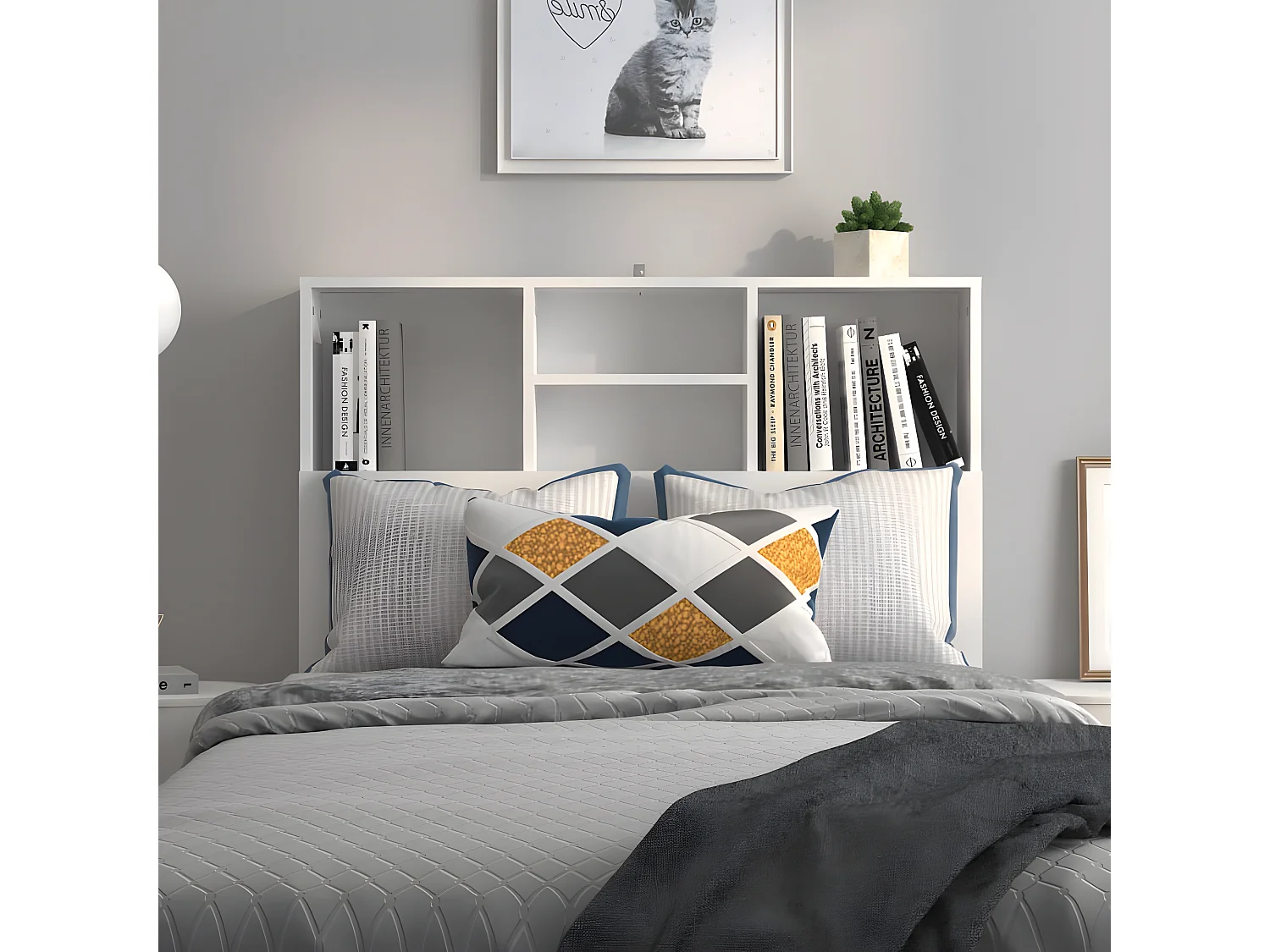 Armoire de tête de lit Blanc 100x19x103,5 cm POI29990 BonneVie Meuble