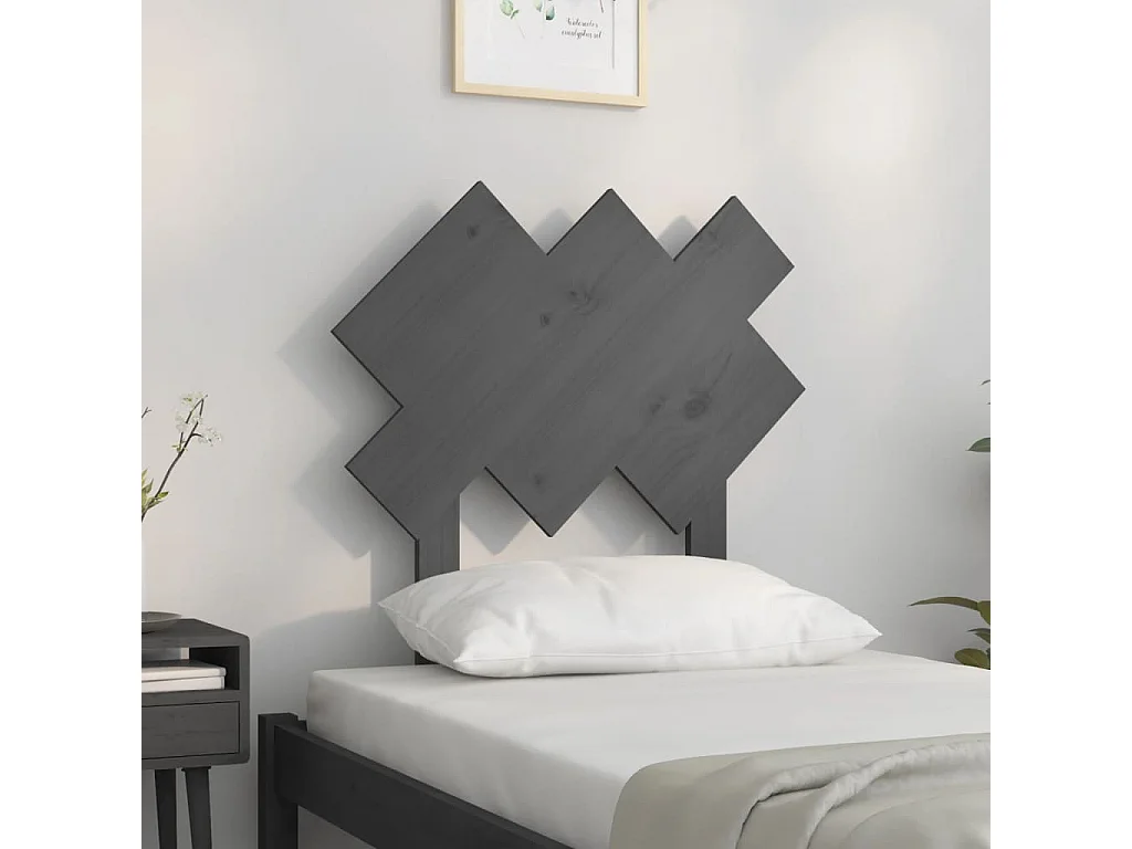 Tête de lit Gris 72,5x3x81 cm Bois massif de pin POI10492 BonneVie Meuble