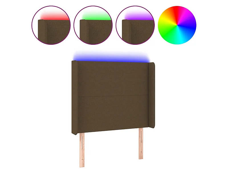 Cabecero con LED de tela marrón oscuro 83x16x118/128 cm ES83957