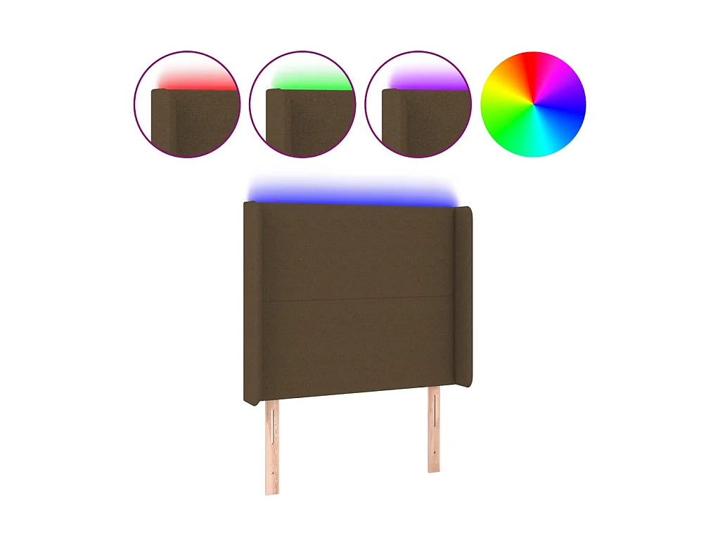 Tête de lit à LED Marron foncé 83x16x118/128 cm Tissu POI28744 BonneVie Meuble