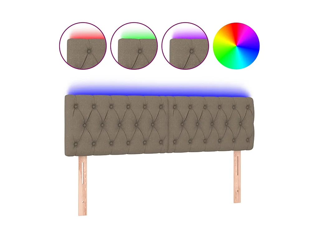 Tête de lit à LED Taupe 160x7x78/88 cm Tissu POI25140 BonneVie Meuble