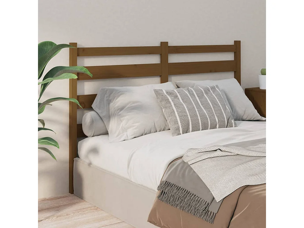 Tête de lit Marron miel 186x4x100 cm Bois massif de pin POI90348 BonneVie Meuble