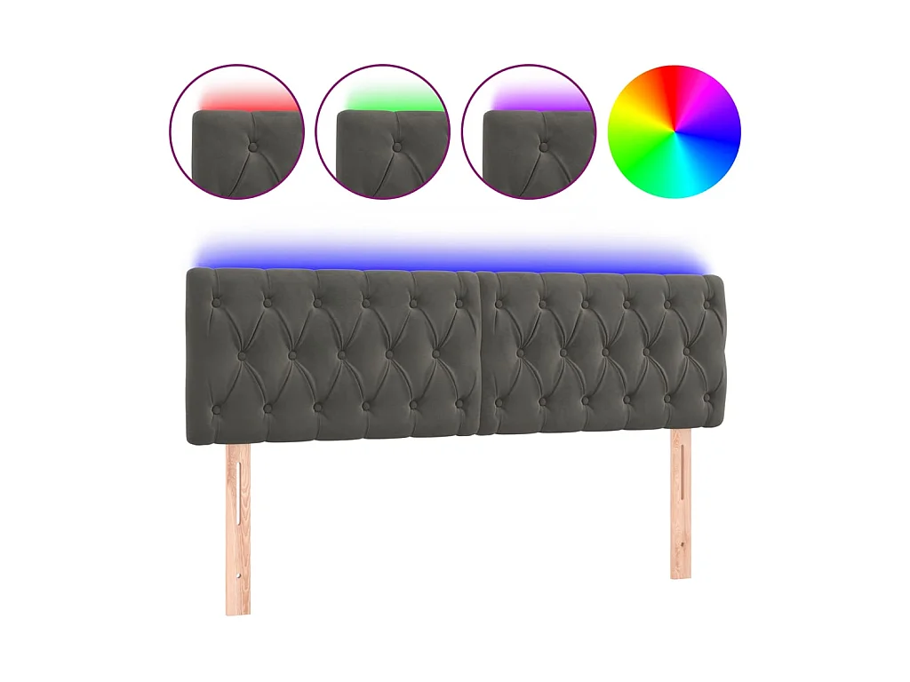 LED Kopfteil,Bettkopfteil Dunkelgrau 144x7x78/88 cm Samt -gkd712502