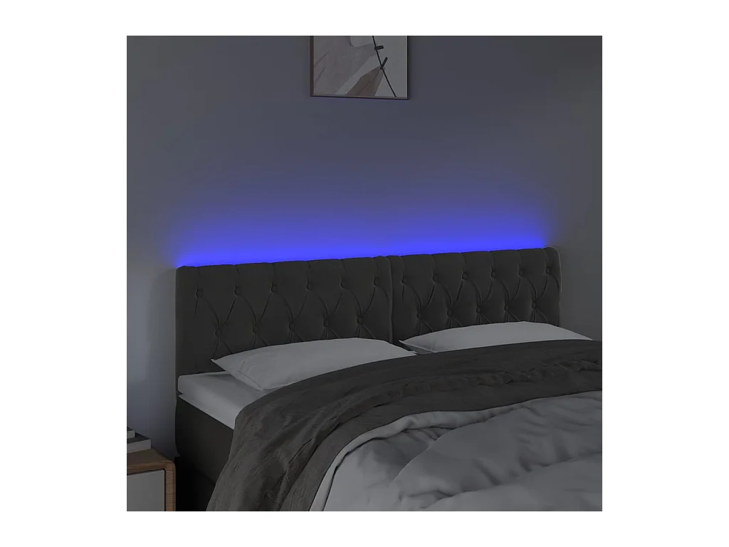 LED Kopfteil,Bettkopfteil Dunkelgrau 144x7x78/88 cm Samt -gkd712502
