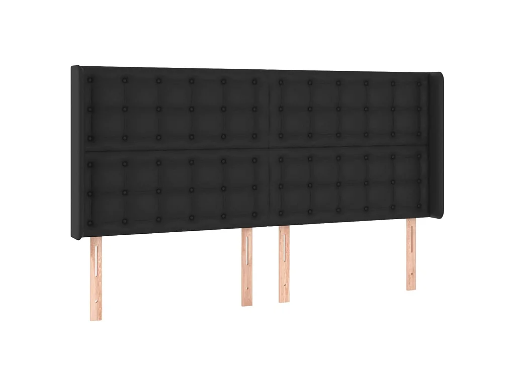 Cabeceira cama c/ LED couro artificial 163x16x118/128 cm preto PT761751