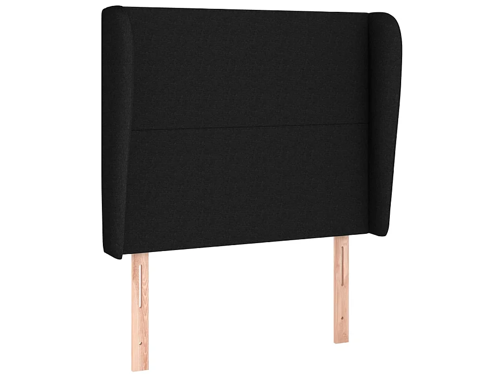 Tête de lit avec oreilles Noir 93x23x118/128 cm Tissu POI88885 BonneVie Meuble