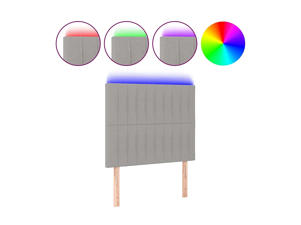 Tête de lit à LED Gris clair 80x5x118/128 cm Tissu POI64752 BonneVie Meuble