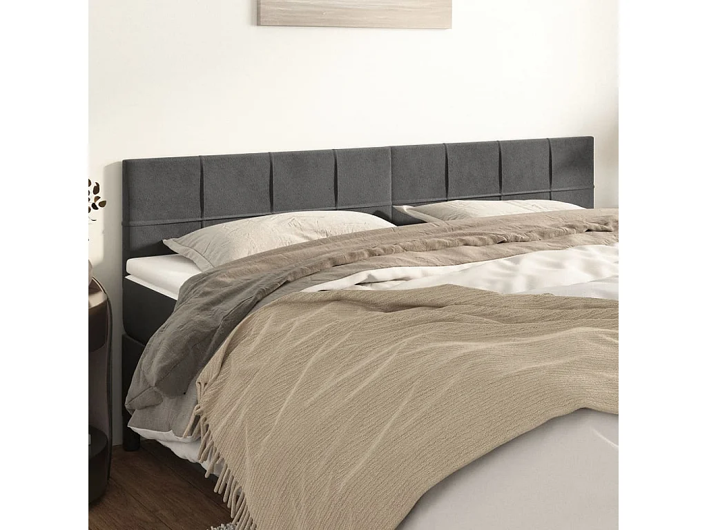 Têtes de lit 2 pcs Gris foncé 90x5x78/88 cm Velours POI32287 BonneVie Meuble