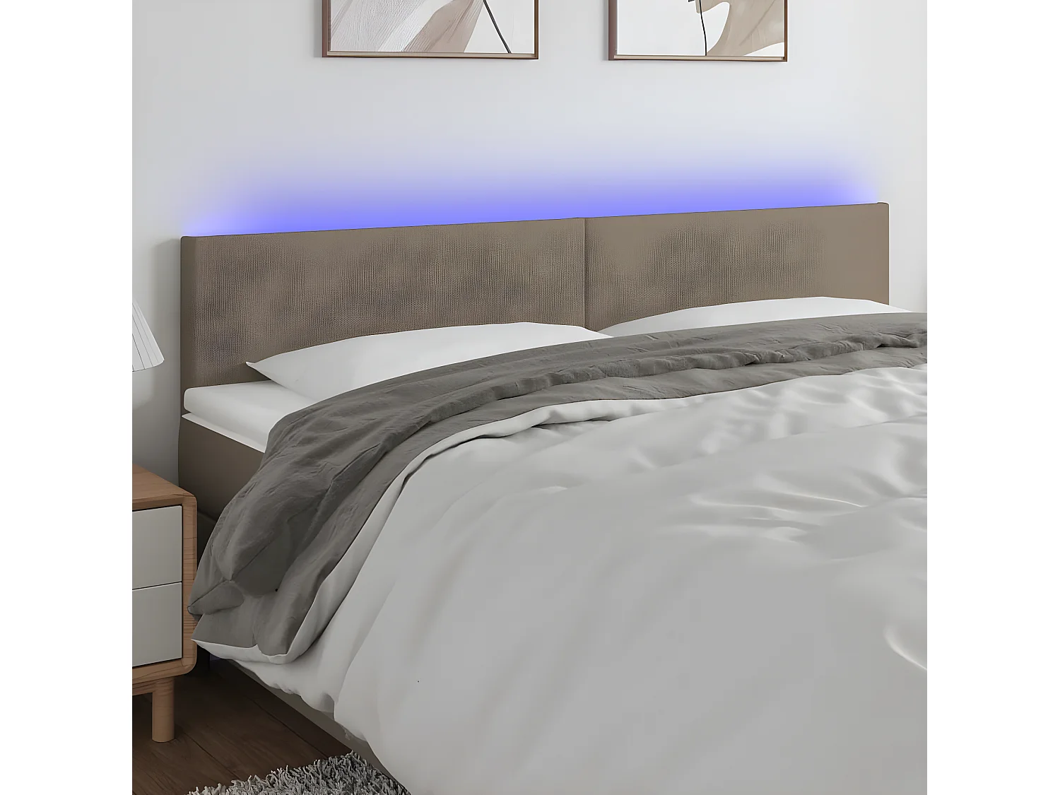 LED Kopfteil,Bettkopfteil Taupe 180x5x78/88 cm Stoff -gkd830970