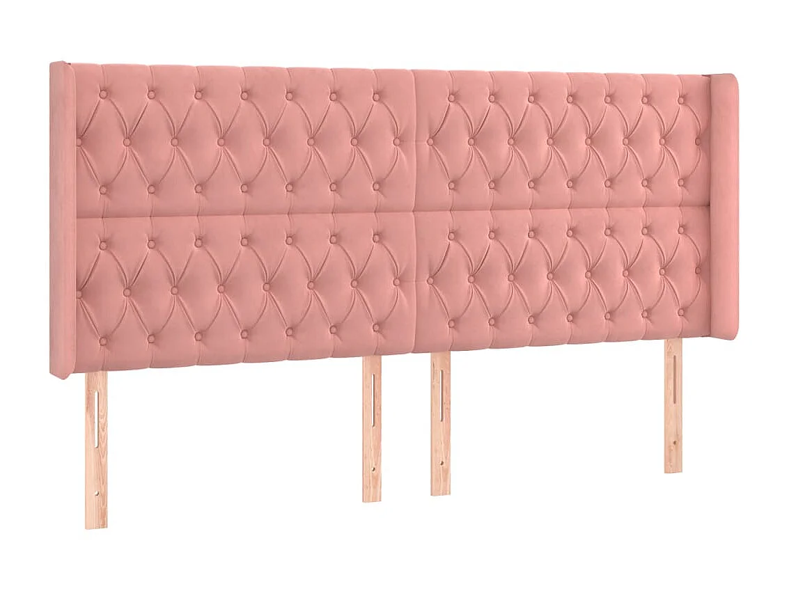 Tête de lit avec oreilles Rose 203x16x118/128 cm Velours POI27666 BonneVie Meuble