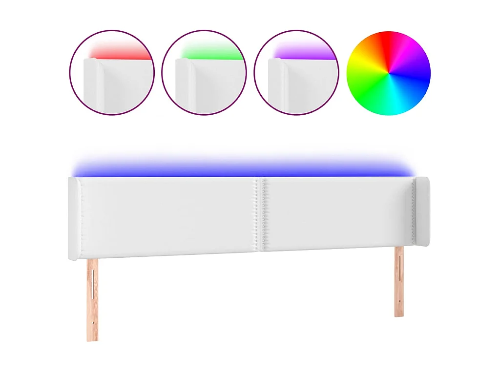 Testiera | Testata del letto a LED Bianca 163x16x78/88 cm in Similpelle