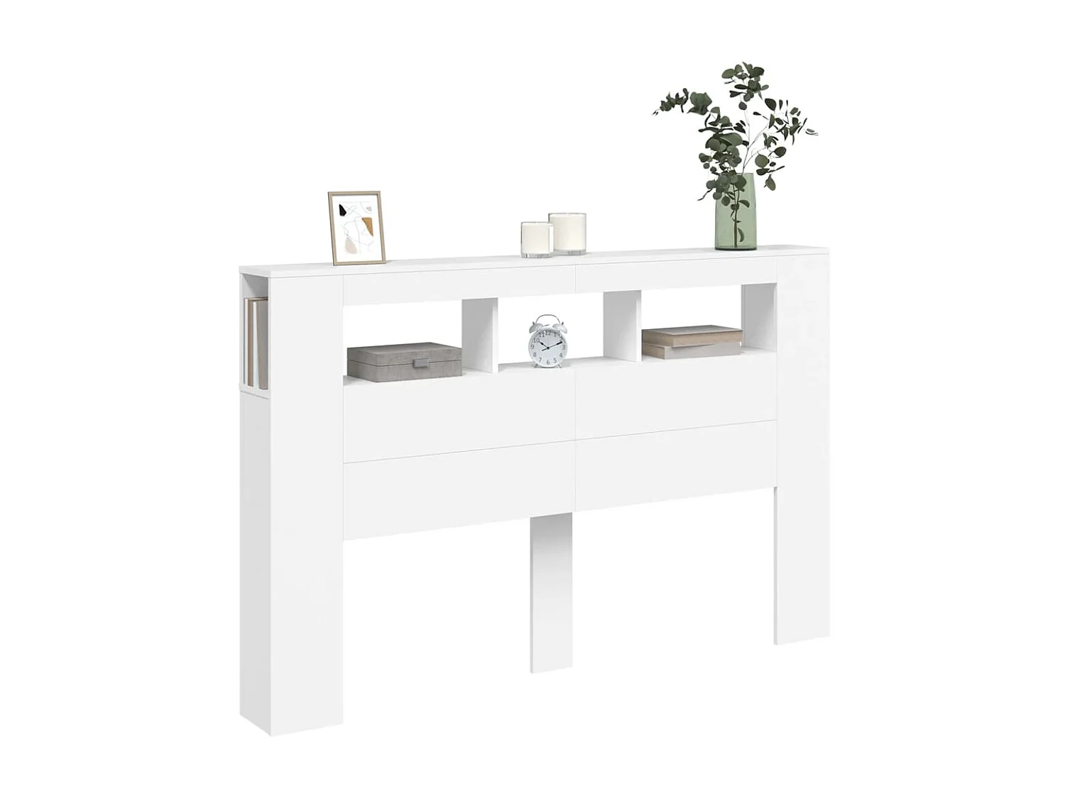 Testiera | Testata del letto LED Bianca 160x18,5x103,5 cm Legno Multistrato