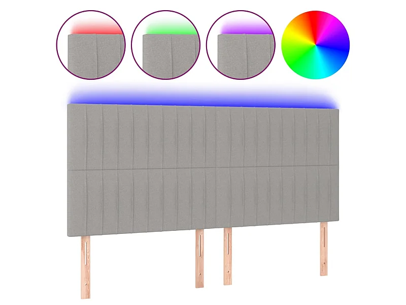 Tête de lit à LED Gris clair 180x5x118/128 cm Tissu POI22022 BonneVie Meuble