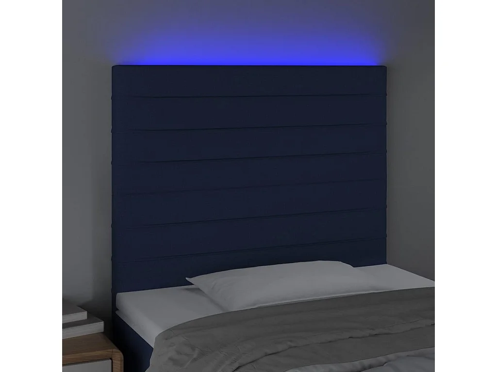 Cabecero con luces LED tela azul 80x5x118/128 cm ES67431
