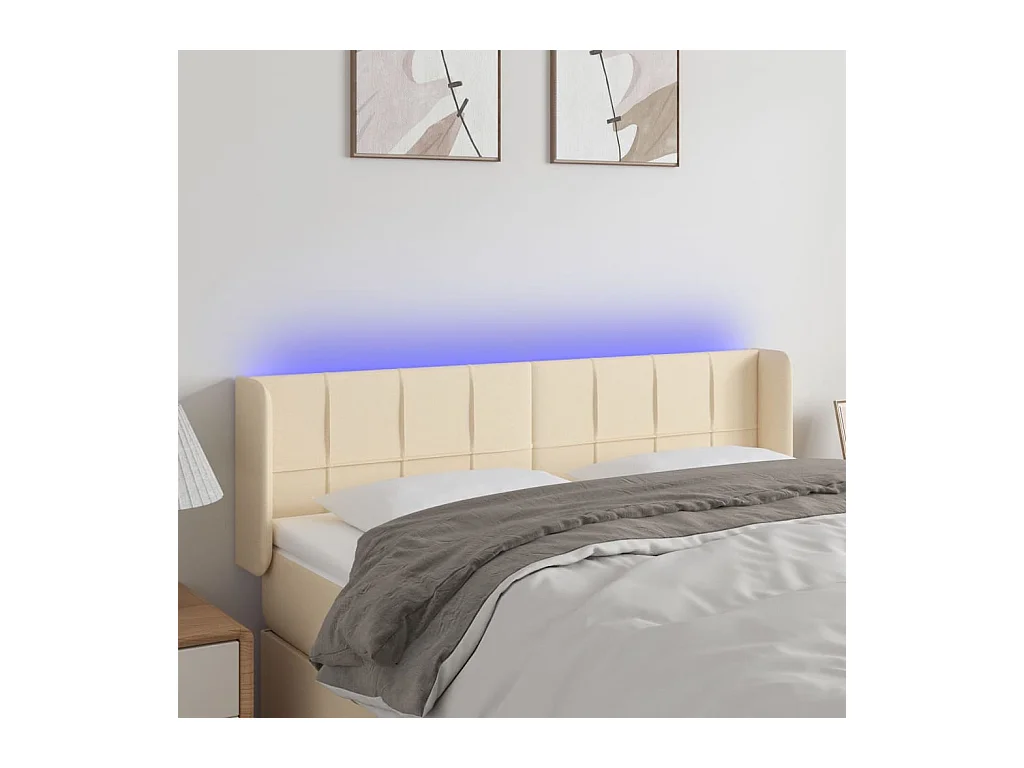 LED Kopfteil,Bettkopfteil Creme 147x16x78/88 cm Stoff -gkd320227