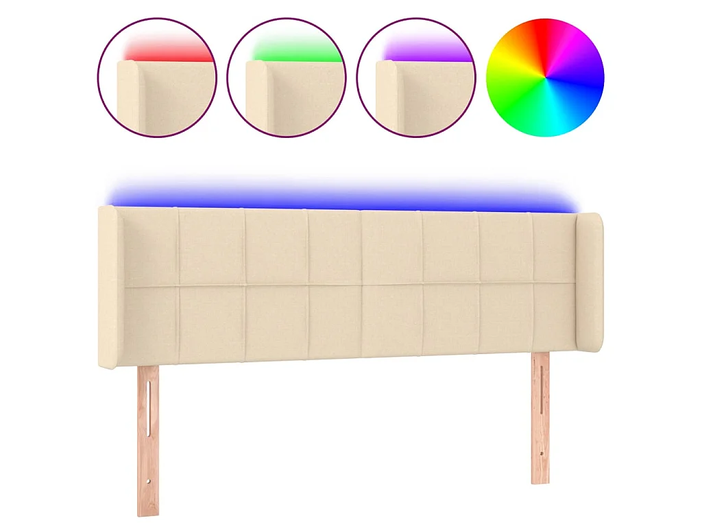 Cabecero con LED de tela crema 147x16x78/88 cm ES71609