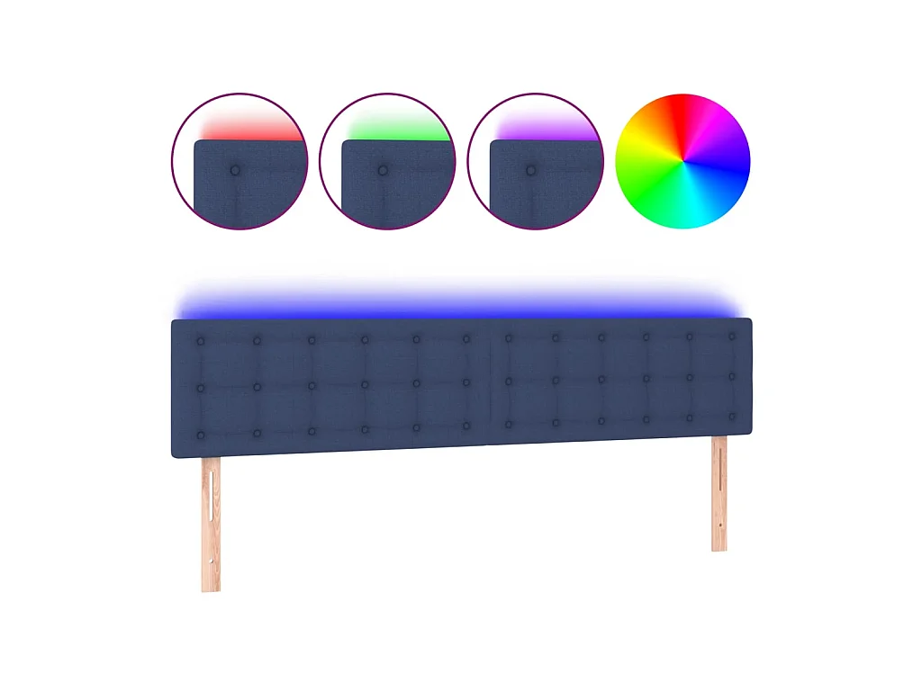 Tête de lit à LED Bleu 160x5x78/88 cm Tissu POI38614 BonneVie Meuble