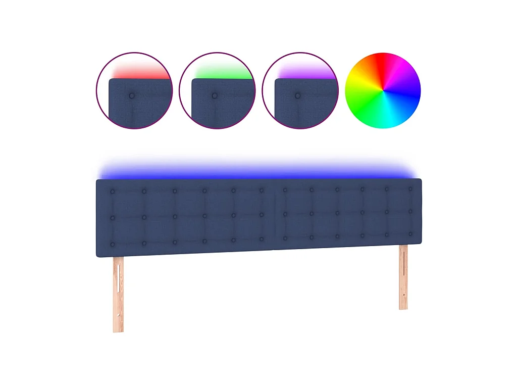 LED Kopfteil,Bettkopfteil Blau 200x5x78/88 cm Stoff -gkd988917