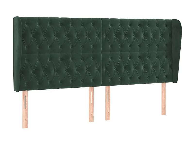 Cabecero con orejas de terciopelo verde oscuro 203x23x118/128cm ES86152
