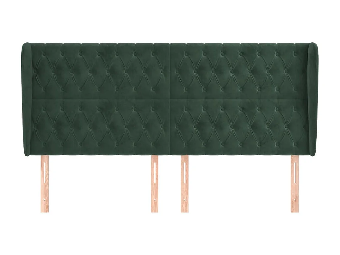 Cabecero con orejas de terciopelo verde oscuro 203x23x118/128cm ES86152
