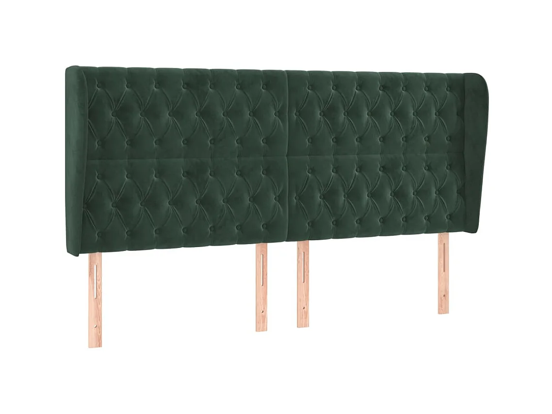 Tête de lit avec oreilles Vert foncé 203x23x118/128 cm Velours POI84989 BonneVie Meuble