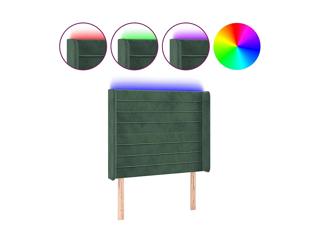 Tête de lit à LED Vert foncé 103x16x118/128 cm Velours POI20641 BonneVie Meuble