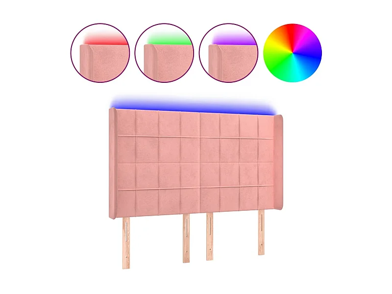 LED Kopfteil,Bettkopfteil Rosa 147x16x118/128 cm Samt -gkd919527