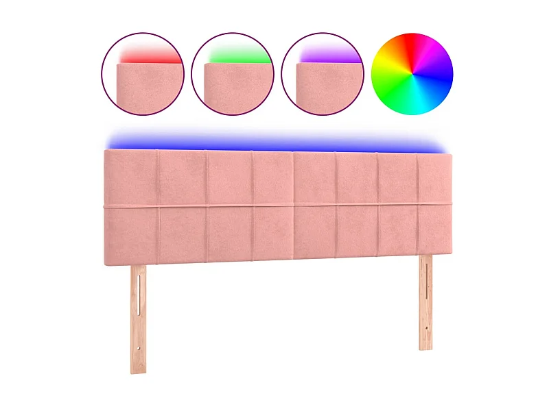 Hoofdbord LED 144x5x78/88 cm fluweel roze NL281311